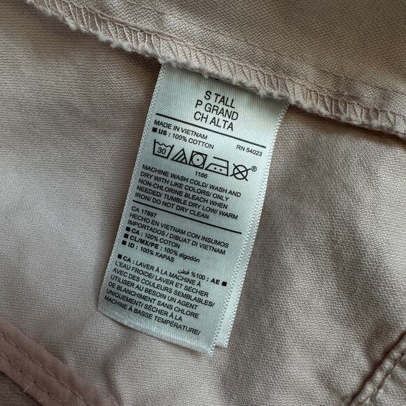 Old Navy Twill Field Jacket SZ S Tall Full Zip Light Pink Drawstring Lightweight - Picture 6 of 9